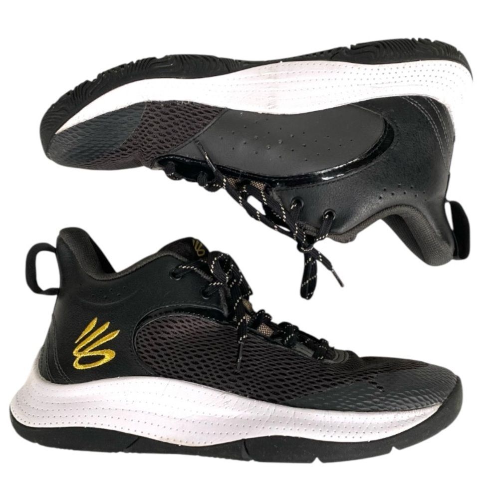 Under Armour UA 3Z6 Basketball Shoes Black Gold Unisex Performance Sneakers 8 - Picture 2 of 6